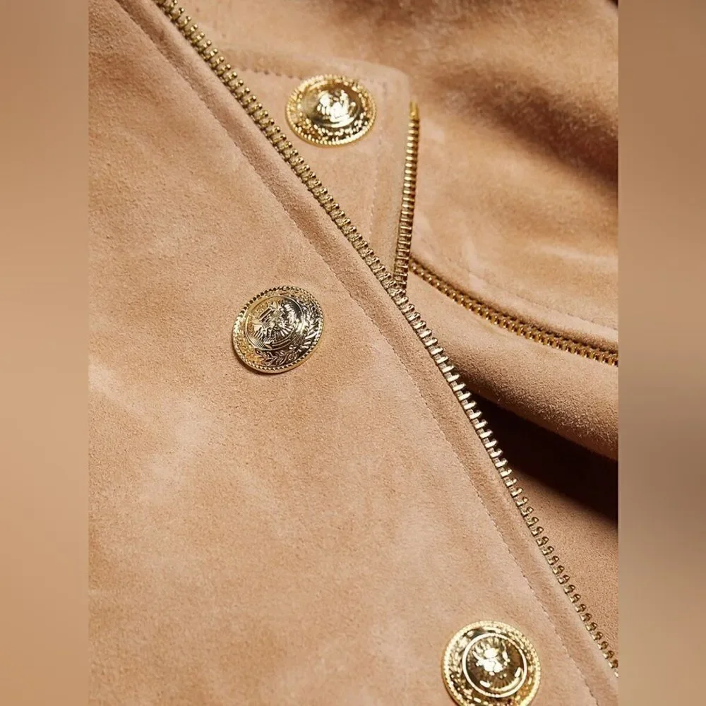 L’AGENCE $1595 Billie Belted Suede Biker Jacket in Capuccino Suede *miss… - Picture 5 of 14